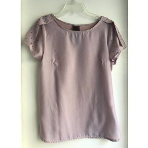 Mauve Dusty Pink Stud Puff Sleeve Blouse Top S M